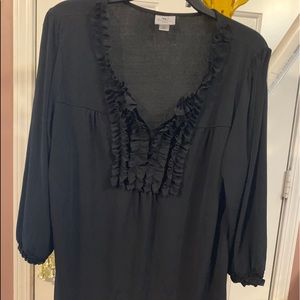 Worthington XL 3/4 length sleeve ruffle front